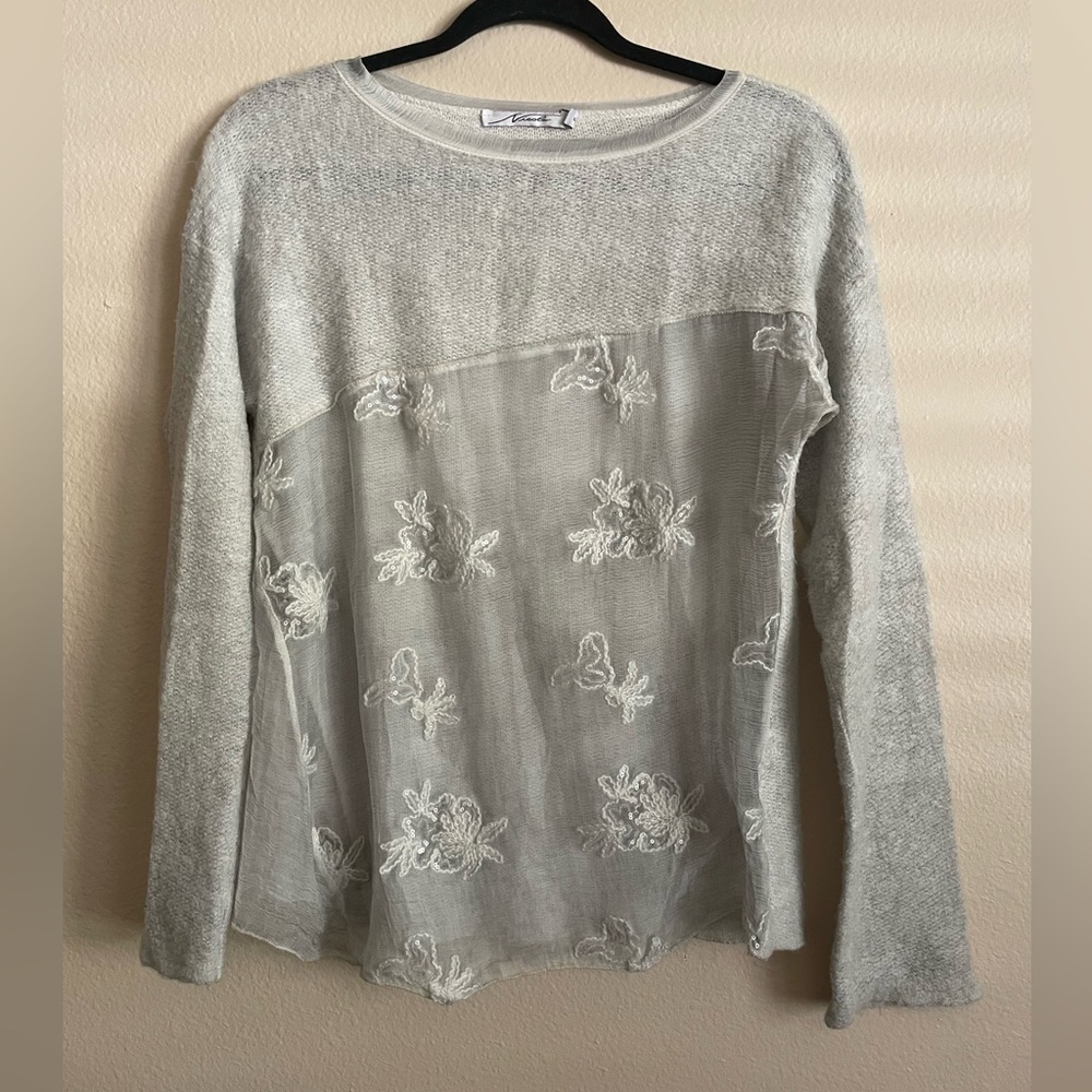 Nicole Italian Mohair Sequin Floral Sweater Art‎ to Wear Lagenlook Fairycore
